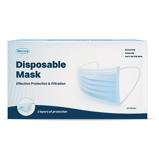 WeCare 3-ply Disposable Face Mask, Adult, Blue, 50/Box (WMN100003)~#|#~sp128645817_sc7