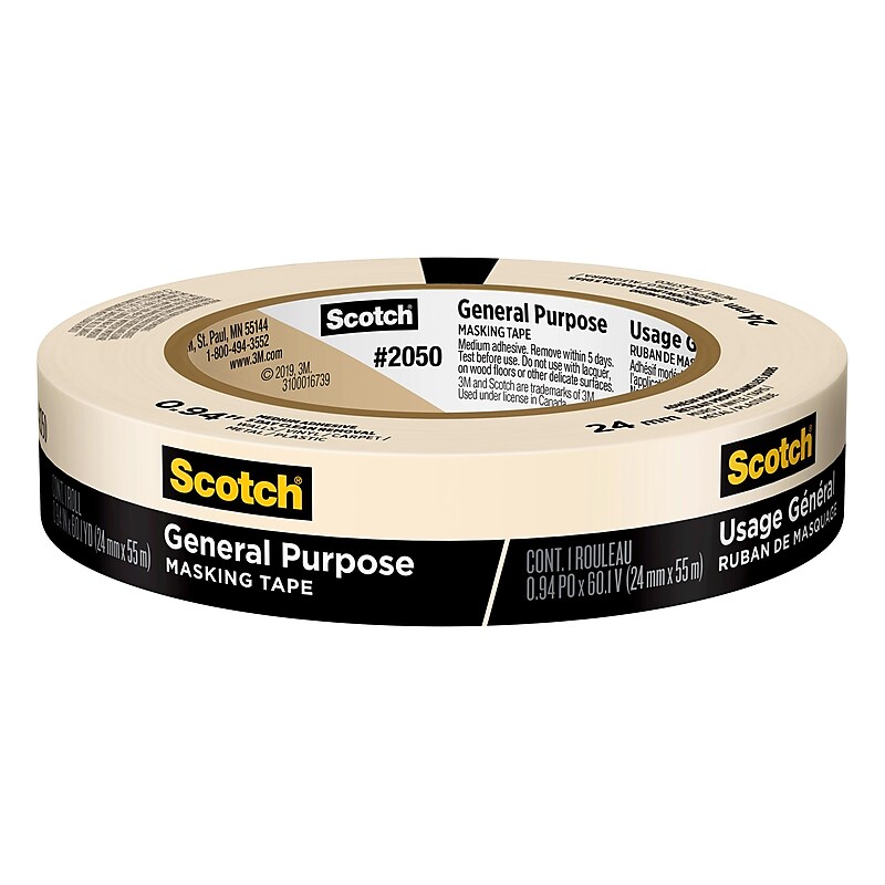 Scotch General Purpose Masking Tape, 0.94" x 60.1 yds., Beige (205024A) image 1