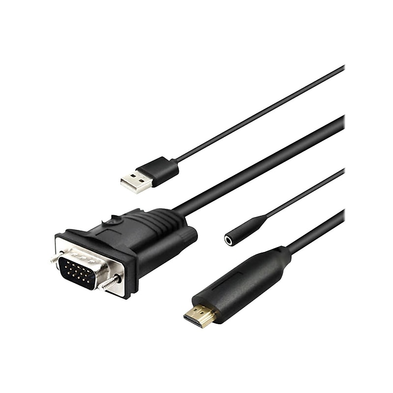 4XEM 3' 3.5mm to SVGA Cable, Black (4XVGAHDMIUAP3) image 1