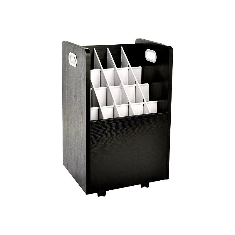 AdirOffice 20-Slot Mobile Roll File, 24.75" H x 15.25" W x 13.25" D, Black (624-BLK) image 1
