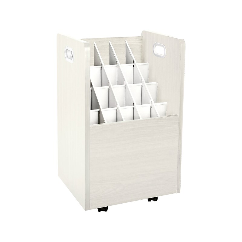 AdirOffice 20-Slot Mobile Roll File, 24.75"H x 15.25"W x 13.25"D, White (624-WHI) image 1