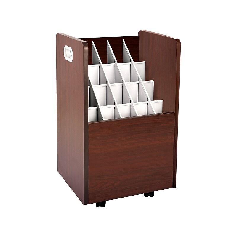 AdirOffice 20-Slot Mobile Roll File, 24.75"H x 15.25"W x 13.25"D, Mahogany (624-MA) image 1