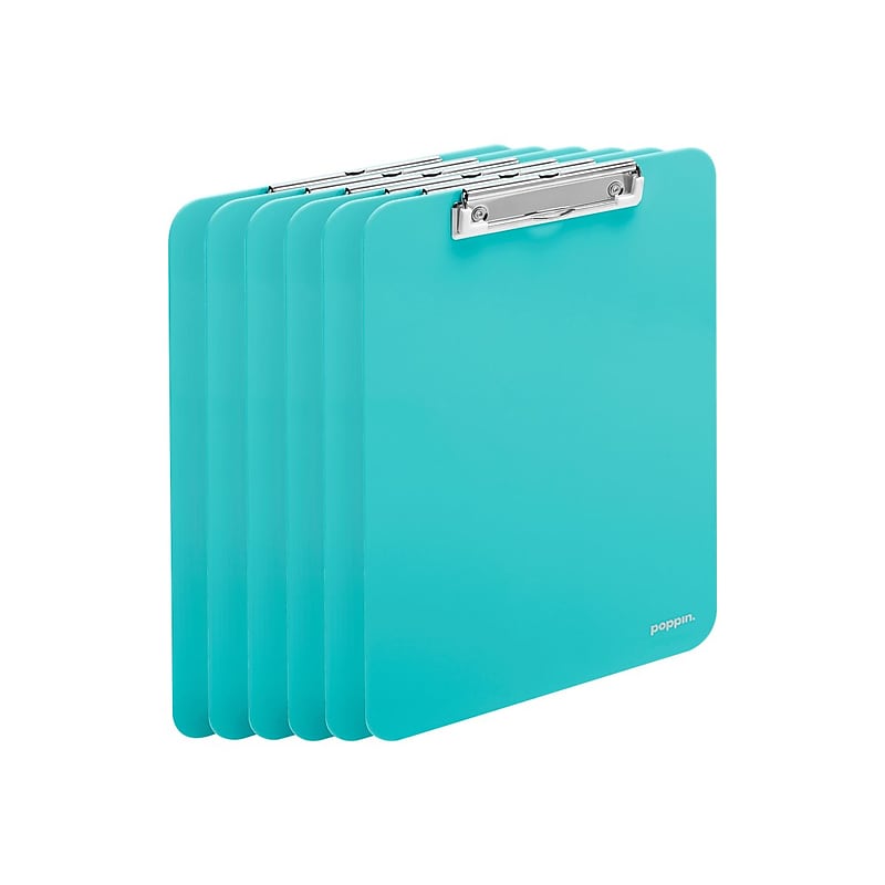 Poppin Plastic Clipboard, Letter Size, Aqua, 6/Kit (108684) image 1