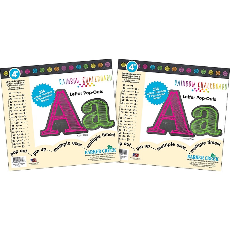 Barker Creek Chalkboard  4" Letters and Numbers, Multicolored, 468/Pack (BC3648) image 1
