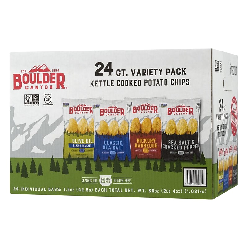 Boulder Canyon Gluten Free Variety Pack Potato Chips, 1.5 oz. Bags, 24 Bags/Carton (PBR12283) image 1