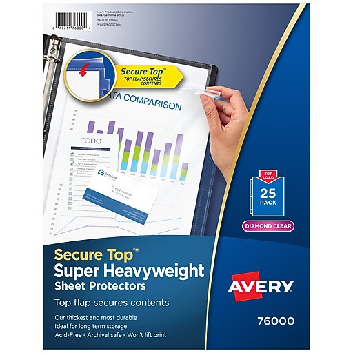 Avery Top Load Heavy Weight Sheet Protectors, 81/2" x 11", Diamond
