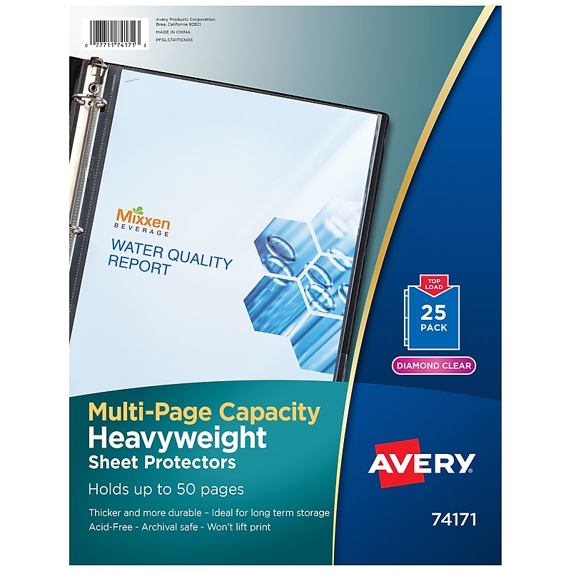Avery Heavweight Sheet Protectors, 8-1/2" x 11", Diamond Clear, 25/Pack (74171) image 1