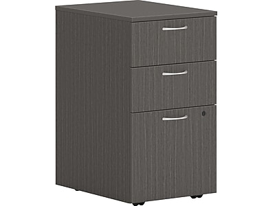 HON Mod 3-Drawer Mobile Vertical File Cabinet, Letter/Legal Size, Lockable, 28"H x 15"W x 20"D, Slate Teak (HONPLPMBBFLS1)