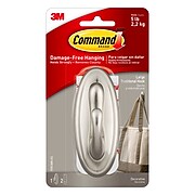 Command™ Large Traditional Hook, Brushed Nickel, 1 Hook, 2 Strips/Pack (17053BN-EF)