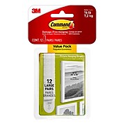 Command™ Large Picture Hanging Strips, White, 12 Sets of Strips/Pack (17206-12ES)