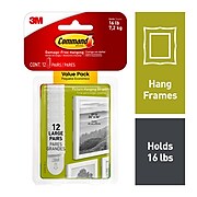 Command™ Large Picture Hanging Strips, White, 12 Sets of Strips/Pack (17206-12ES)