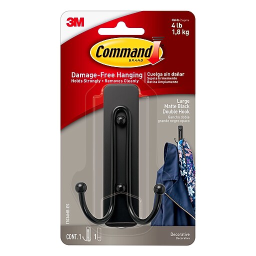 字*色様 CHECKMATE JAMES HOOK M brunt Command Medium Hook, 4 lb., Matte Black (17036MB-ES) | Staples