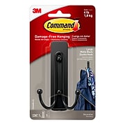 Command™ Large Double Hook, Matte Black, 1 Hook, 1 Strip/Pack (17036MB-ES)