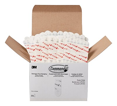 Command Poster Strips  Removable  Holds Up to 1 lb  5/8" x 1 3/4"  White  256/Pack 17024S256NA