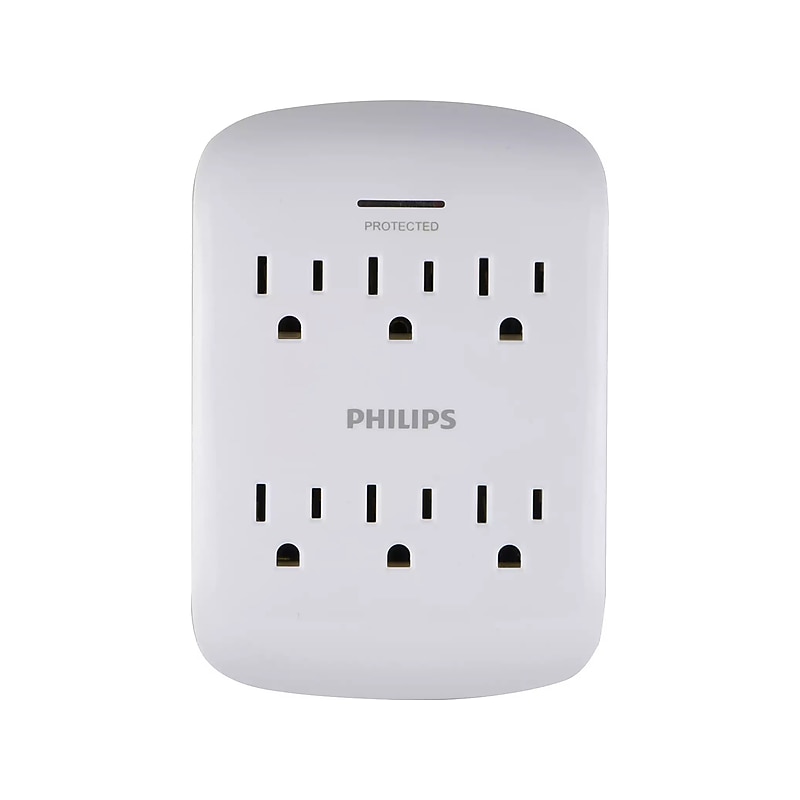 Philips 6-Outlet Wall Tap, White (SPP3461WA/37) image 1