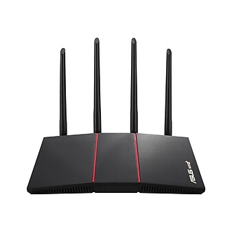 Asus RT-AX55 AX1800 Dual Band MU-MIMO WiFi 6 Router, Black/Red (RT-AX55(BLACK))
