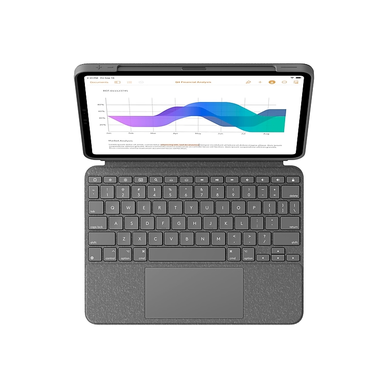 Logitech Combo Touch, Woven Fabric Keyboard Folio for 12.9" iPad Pro, Oxford Gray (920-010097) image 1