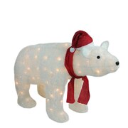 Northlight 36 inch LED Lighted White Glittered Polar Bear Christmas Yard Art...