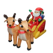 LB International 7' Inflatable Lighted Santa Claus and Sleigh Christmas...