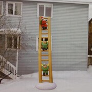 LB International 4' Inflatable Lighted Animated Santa Claus and Elves on...