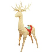 Northlight 60 inch Pre Lit Rustic Burlap Standing Reindeer Christmas Yard Art...