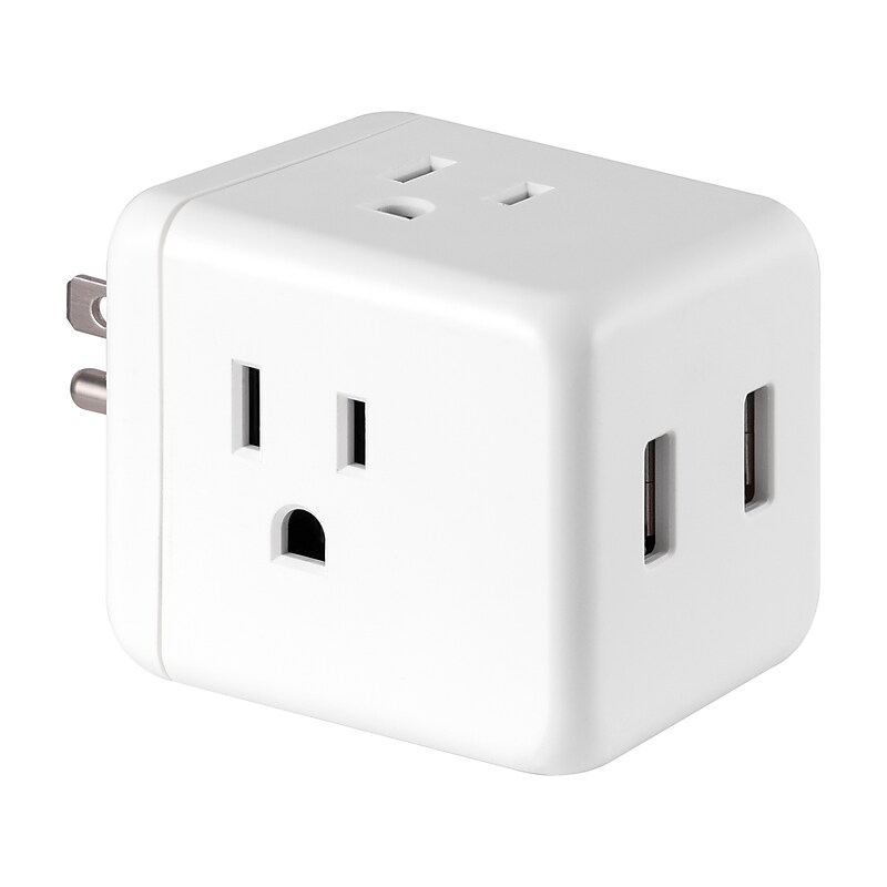Cordinate Cube Tap 3-Outlet Adapter, White (58639) image 1