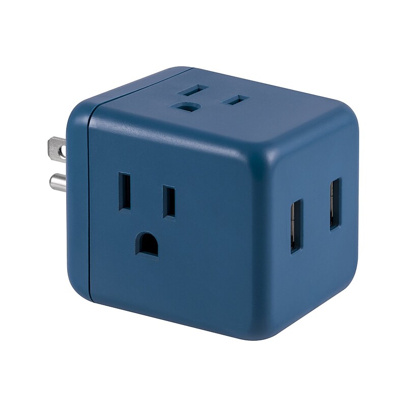 Cordinate Cube Tap 3-Outlet Adapter, Sea Blue (58641) image 1