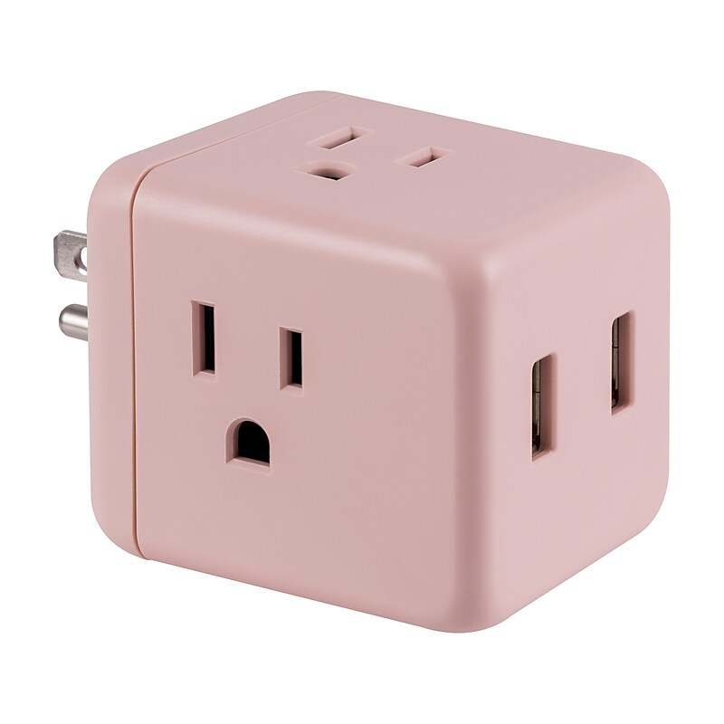 Cordinate Cube Tap 3-Outlet Adapter, Blush Pink (58638) image 1