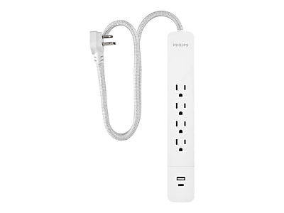 Philips 4-Outlet 2-USB Port Surge Protector, 3′, White (SPP4113WB/37) Sansujyuku sansujyuku.com