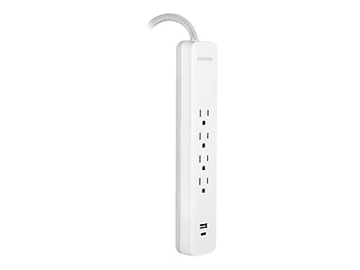 Philips 4-Outlet 2-USB Port Surge Protector, 3′, White (SPP4113WB/37) Sansujyuku sansujyuku.com