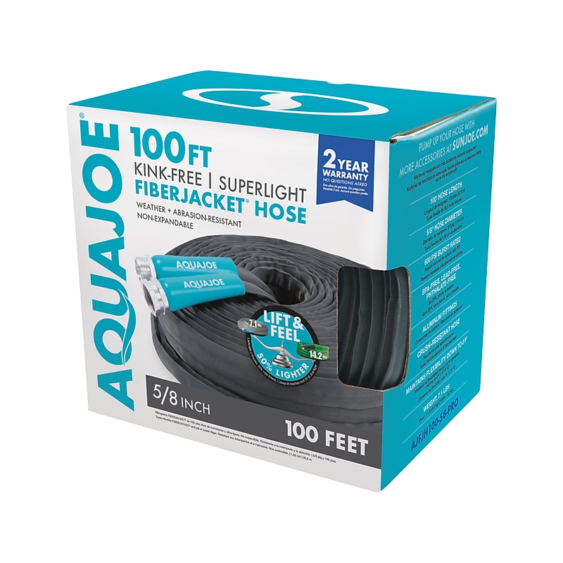AquaJoe Garden Hose, 100', Black/Blue (AJFJH100-58-PRO) image 1