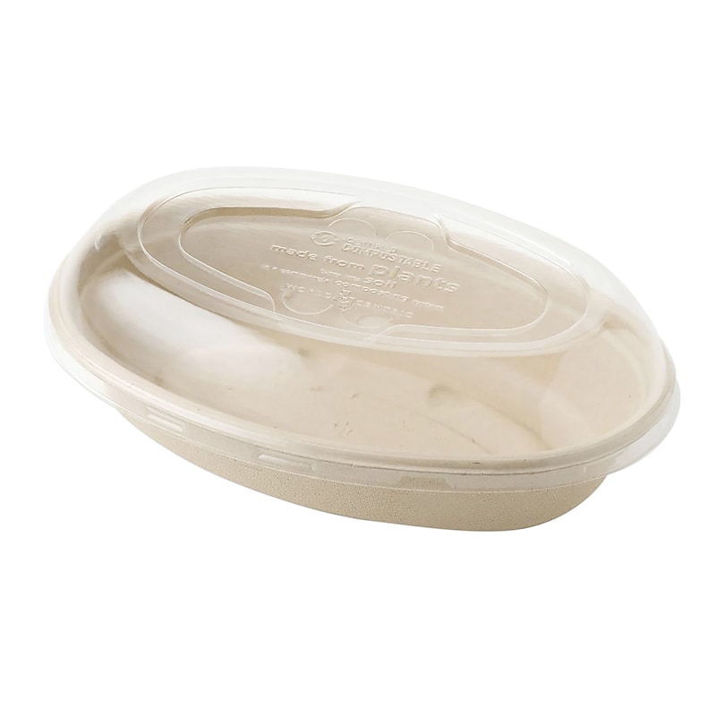 World Centric Fiber Burrito Bowl Lids, 8" dia, Clear, 400/Carton image 1