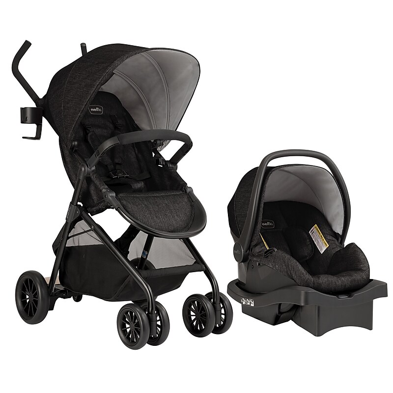 Evenflo Sibby Travel System with LiteMax 35 Infant Car Seat, Charcoal (56231975) image 1