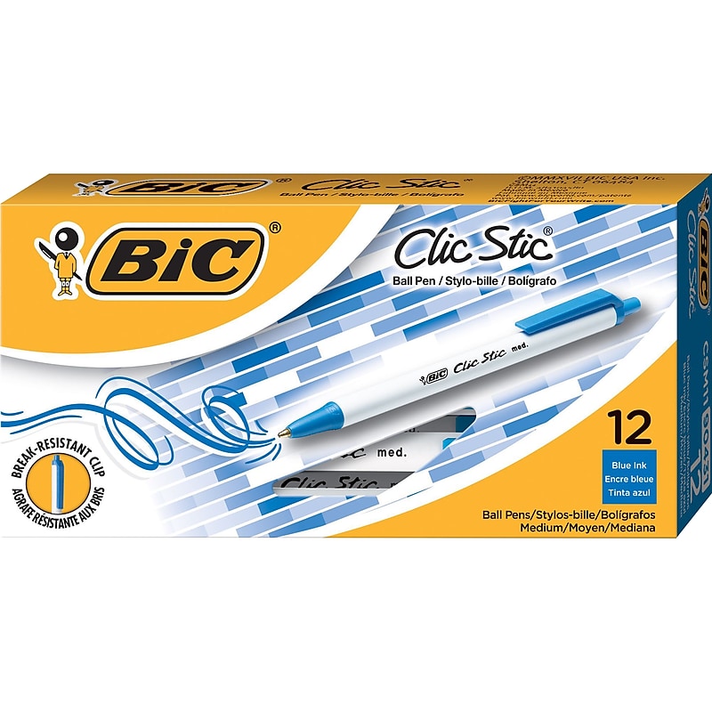 BIC Clic Stic Retractable Ballpoint Pen, Medium Point, Blue Ink, 18 Dozen/Case (CSM11-BLU) image 1