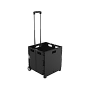 Staples Plastic Collapsible Rolling Crate, Black (ST59678)