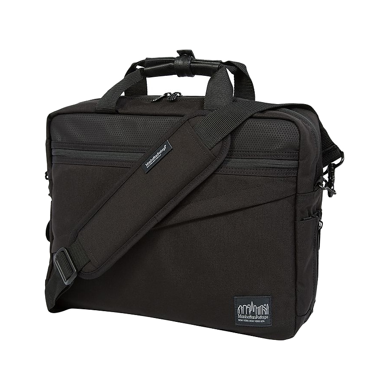 Manhattan Portage Second Avenue Fabric Water-Resistant Briefcase, Black (1741-BL BLK) image 1