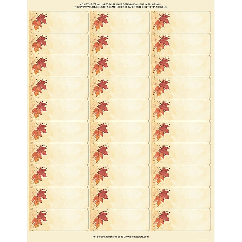 Great Papers!® Address Labels, Fall Leaves, 8.5" x 11 Sheets/120 1" x 2.625" Labels (2017004) image 1