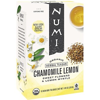 Numi Chamomile Lemon Herbal Tea Bags, 18/Box (10150)