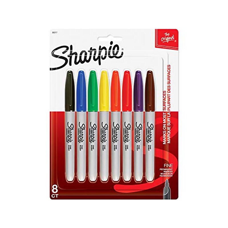 Sharpie Permanent Markers, Fine Tip, Assorted Colors, 8/Pack (30217) image 1