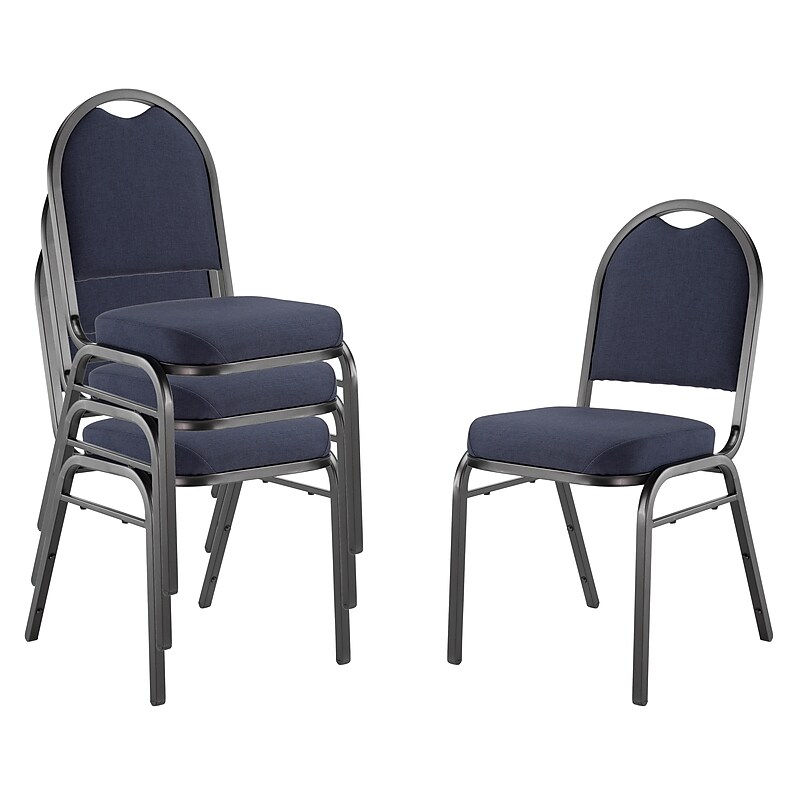 NPS 9200 Series Dome-Back Fabric Padded Stack Chair, Midnight Blue/Black Sandtex, 4 Pack (9254-BT/4) image 1
