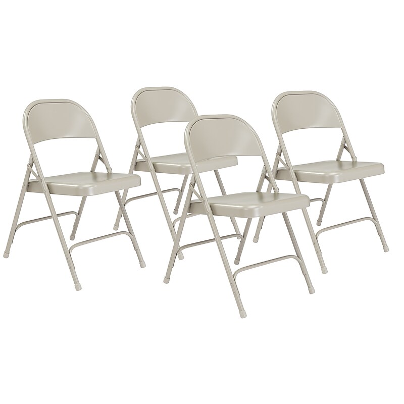 NPS 50 Series Metal All-Steel Folding Chair, Gray, 4/Pack (52/4) image 1