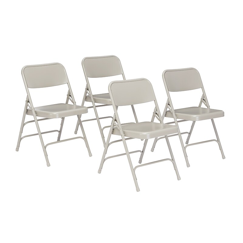 NPS 300 Series Premium All-Steel Triple Brace Double Hinge Folding Chair, Gray, 4/Pack (302/4) image 1