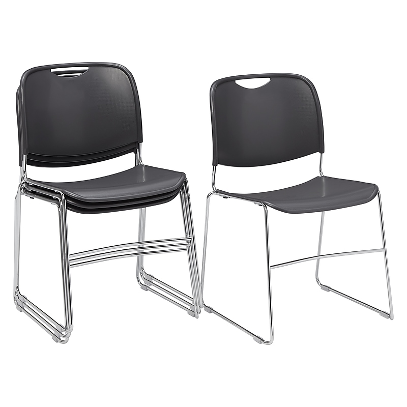 NPS 8500 Series Hi-Tech Ultra-Compact Plastic Stacking Chair, Gunmetal/Chrome, 4/Pack (8502/4) image 1