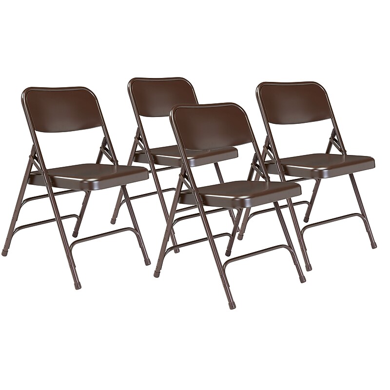 NPS 300 Series Premium All-Steel Triple Brace Double Hinge Folding Chair, Brown, 4/Pack (303/4) image 1