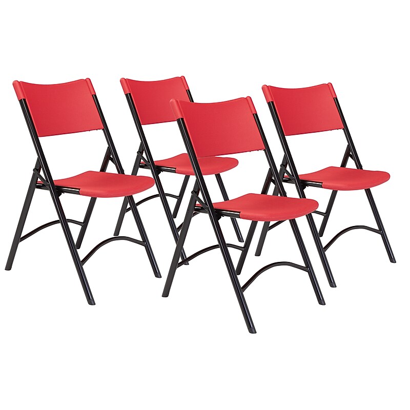 NPS 600 Series Plastic Folding Chair, Red/Black, 4/Pack (640/4) image 1