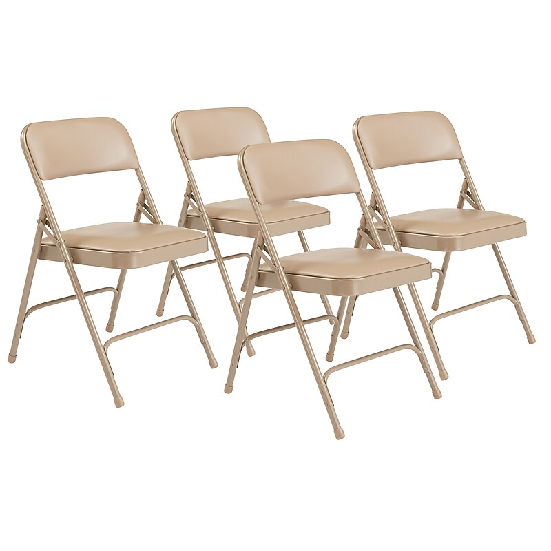NPS 1200 Series Premium Vinyl Padded Folding Chair, French Beige, 4/Pack (1201/4) image 1