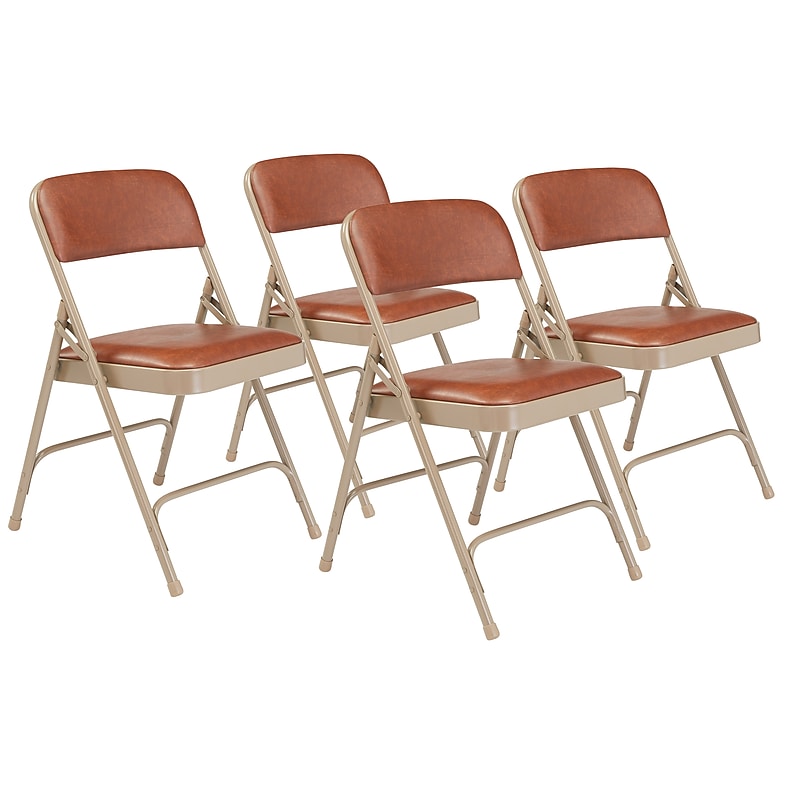 NPS 1200 Series Premium Vinyl Padded Folding Chair, Honey Brown/Beige, 4/Pack (1203/4) image 1