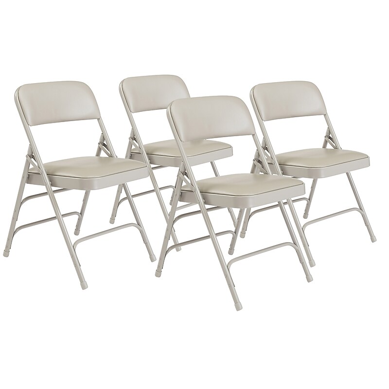NPS 1300 Series Premium Vinyl Padded Triple Brace Double Hinge Folding Chair, Warm Gray, 4/Pack (1302/4) image 1