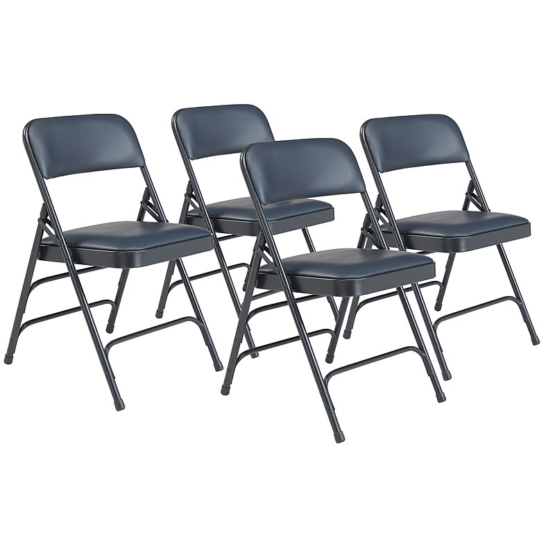 NPS 1300 Series Vinyl Padded Triple Brace Double Hinge Premium Folding Chair, Dark Midnight Blue, 4/Pack (1304/4) image 1