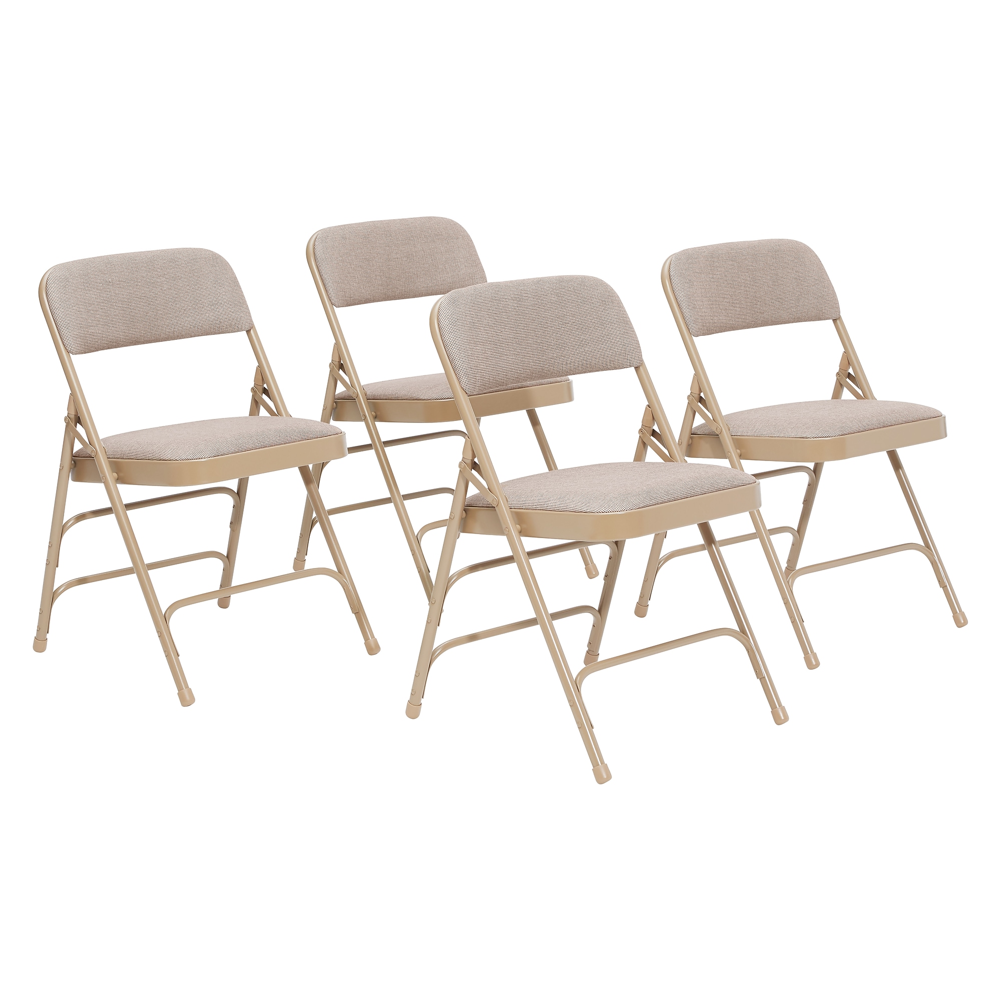 NPS 2300 Series Fabric Padded Triple Brace Double Hinge Premium Folding Chairs, Cafe Beige/Beige, 4/Pack (2301/4) Sansujyuku sansujyuku.com